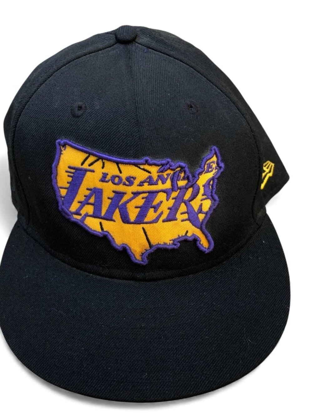 VTG NEW ERA Los Angeles Lakers Fitted Hat Men's 7 3/4 NBA 100% Wool Black 5950
